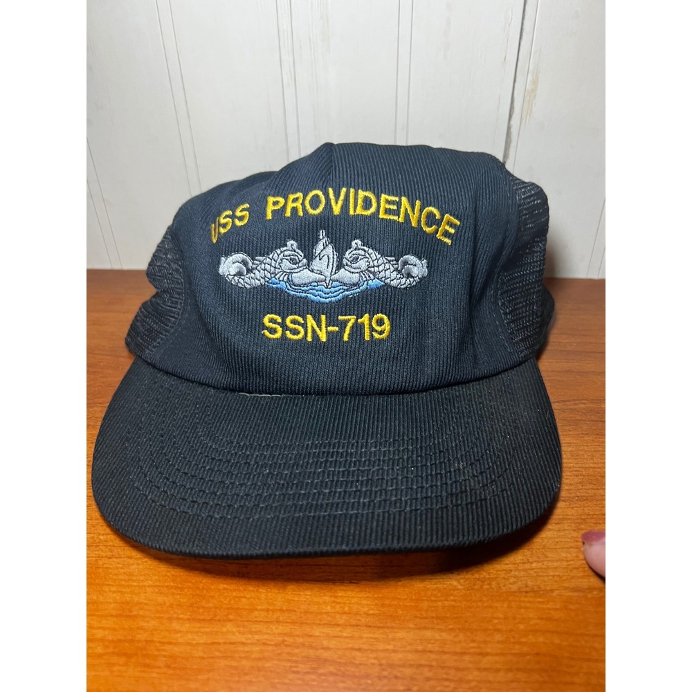 USS Providence SSN-719 Submarine Dolphins Black Mesh Snapback Hat USA Made